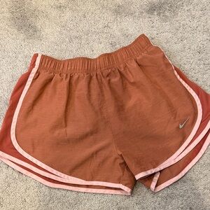 Nike Women's Athletic Shorts in Rust and Pink - Size Medium